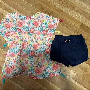 Girls Size 6 Swim Coverup and Shorts Bundle